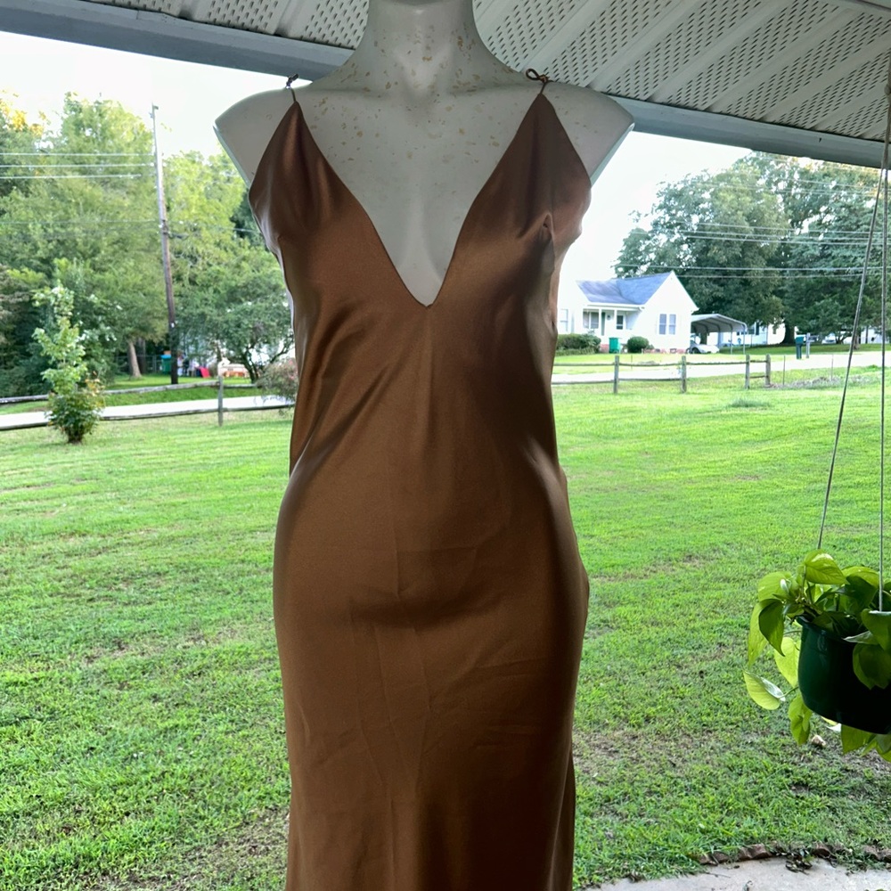 Zara Copper Backless Slip Dress